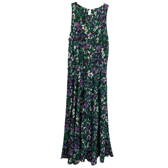 Medium E.D. Michaels Floral Maxi Dress 1980s Vintage Pockets - Picture 1 of 8